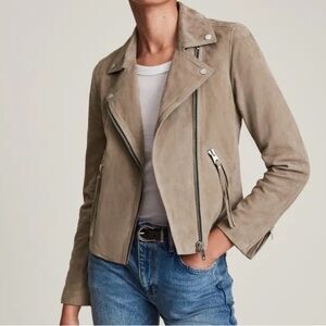 Women's Tan Suede Biker Jacket